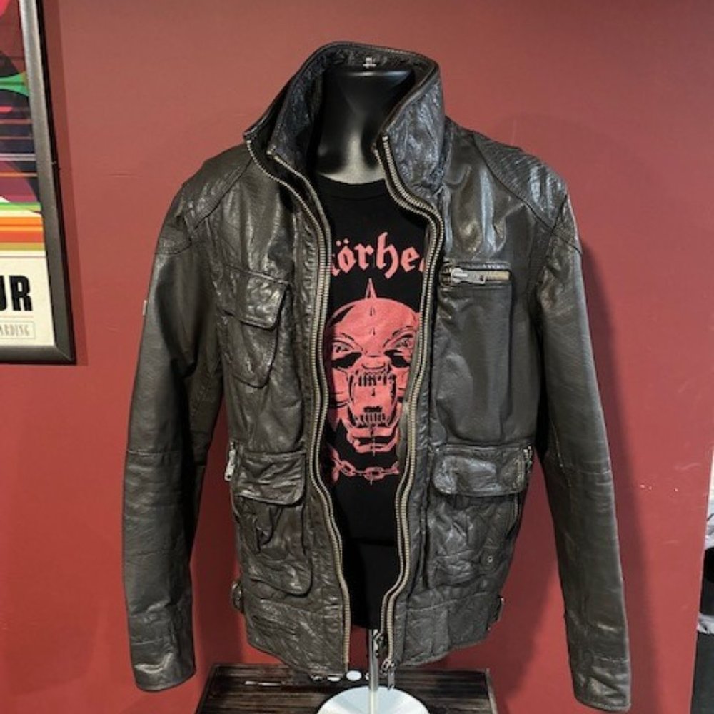 Superdry TARPIT men's leather jacket LARGE Dark Brown